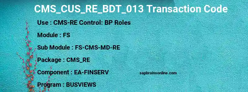 SAP CMS_CUS_RE_BDT_013 transaction code