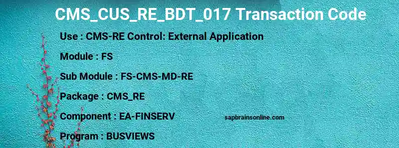 SAP CMS_CUS_RE_BDT_017 transaction code