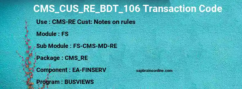 SAP CMS_CUS_RE_BDT_106 transaction code