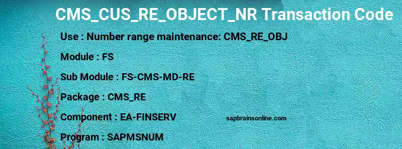 SAP CMS_CUS_RE_OBJECT_NR transaction code