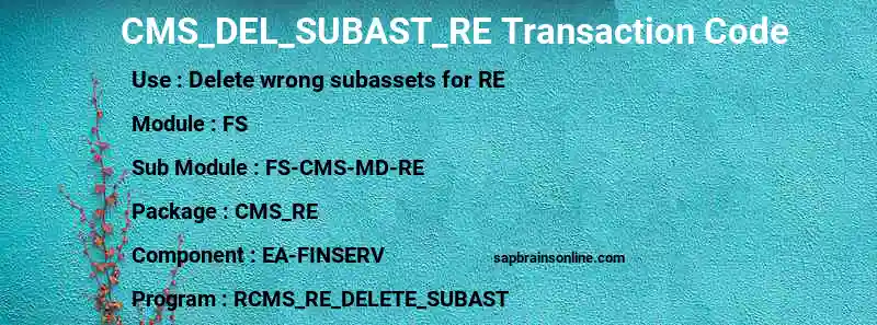 SAP CMS_DEL_SUBAST_RE transaction code