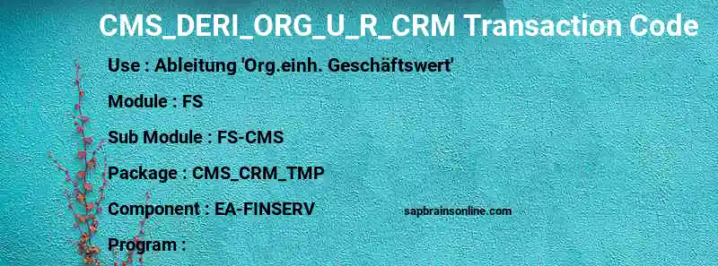 SAP CMS_DERI_ORG_U_R_CRM transaction code