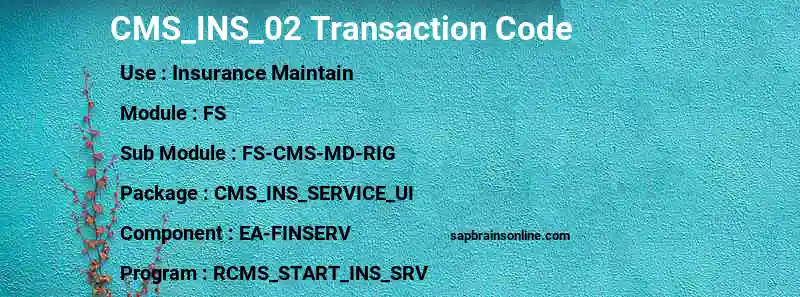 SAP CMS_INS_02 transaction code