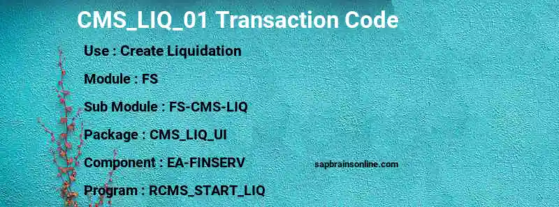 SAP CMS_LIQ_01 transaction code
