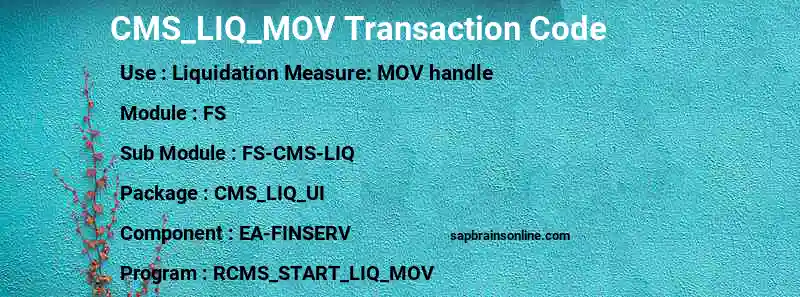SAP CMS_LIQ_MOV transaction code