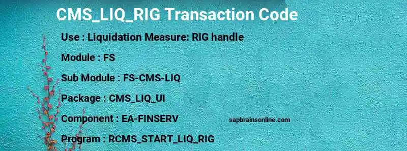SAP CMS_LIQ_RIG transaction code