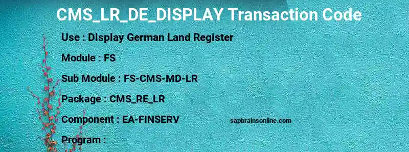 SAP CMS_LR_DE_DISPLAY transaction code