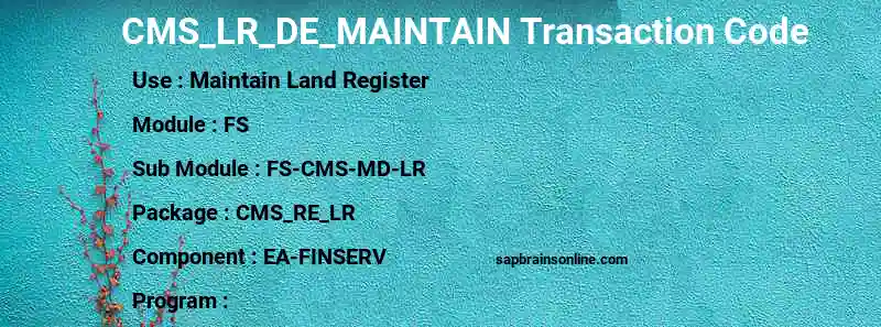 SAP CMS_LR_DE_MAINTAIN transaction code