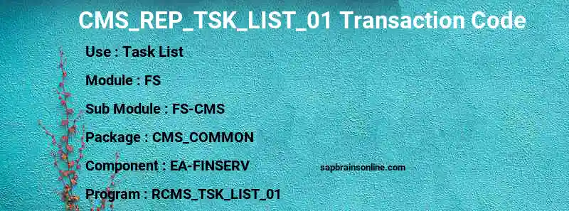 SAP CMS_REP_TSK_LIST_01 transaction code