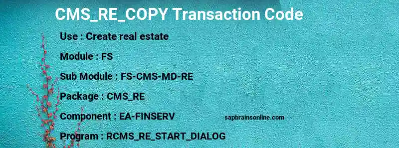 SAP CMS_RE_COPY transaction code