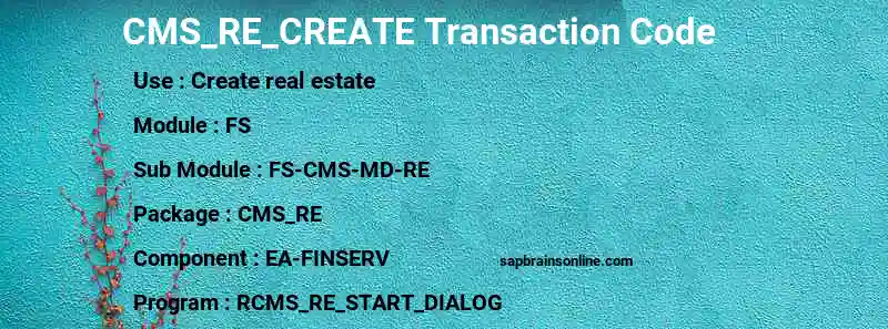 SAP CMS_RE_CREATE transaction code
