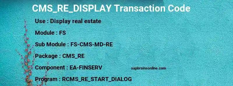 SAP CMS_RE_DISPLAY transaction code