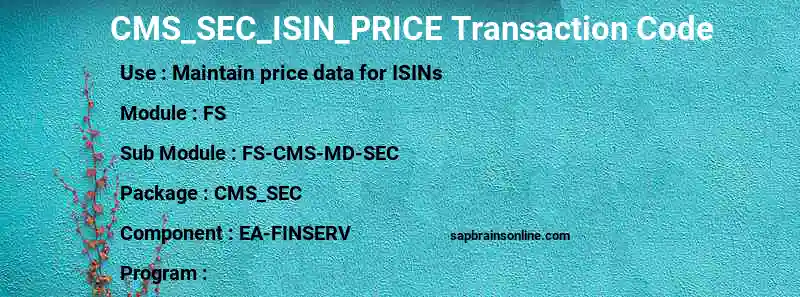 SAP CMS_SEC_ISIN_PRICE transaction code