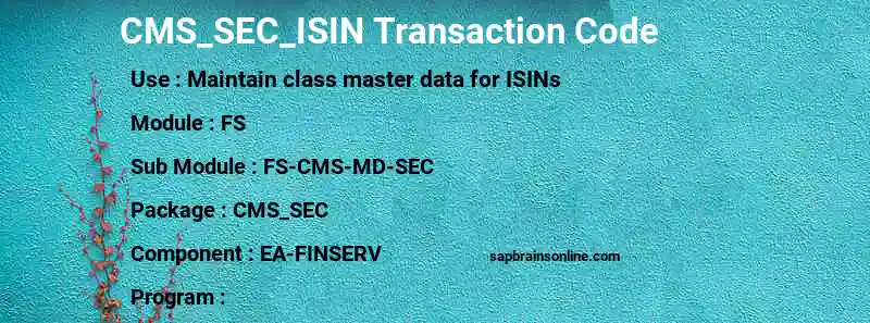 SAP CMS_SEC_ISIN transaction code