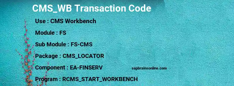 SAP CMS_WB transaction code