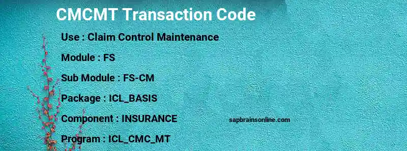 SAP CMCMT transaction code