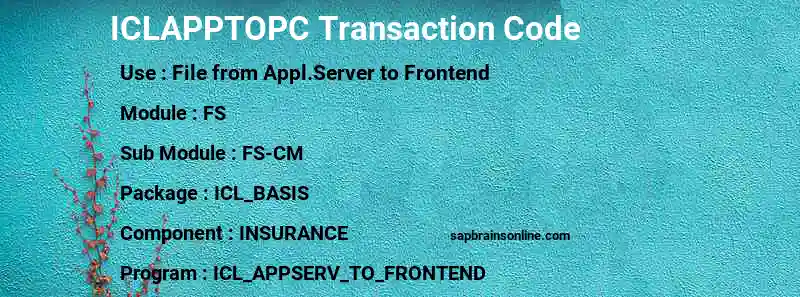 SAP ICLAPPTOPC transaction code