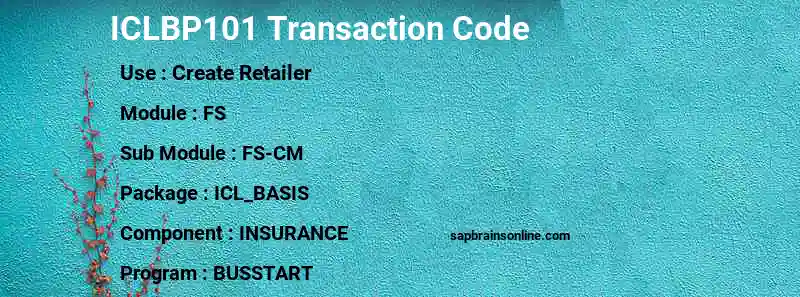 SAP ICLBP101 transaction code