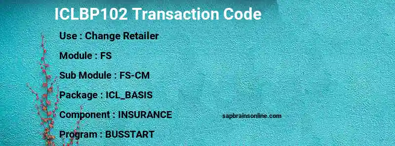 SAP ICLBP102 transaction code
