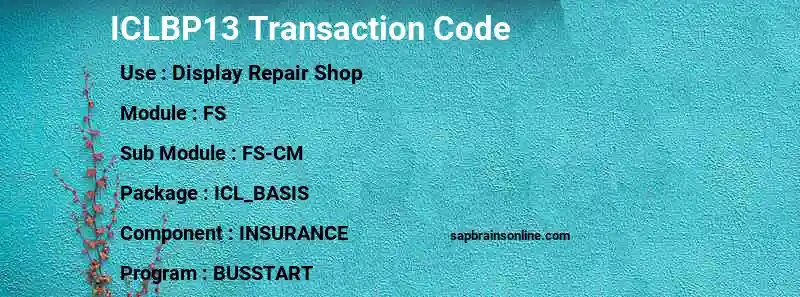 SAP ICLBP13 transaction code