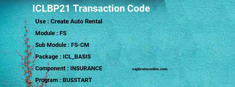 SAP ICLBP21 transaction code