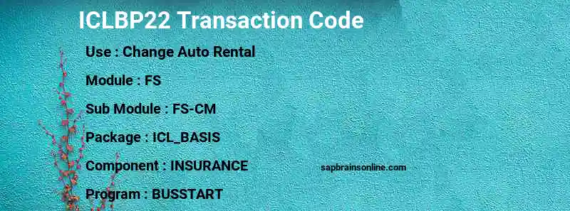 SAP ICLBP22 transaction code