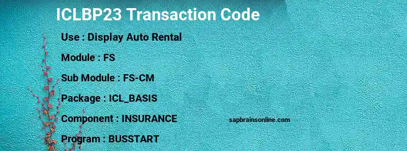 SAP ICLBP23 transaction code