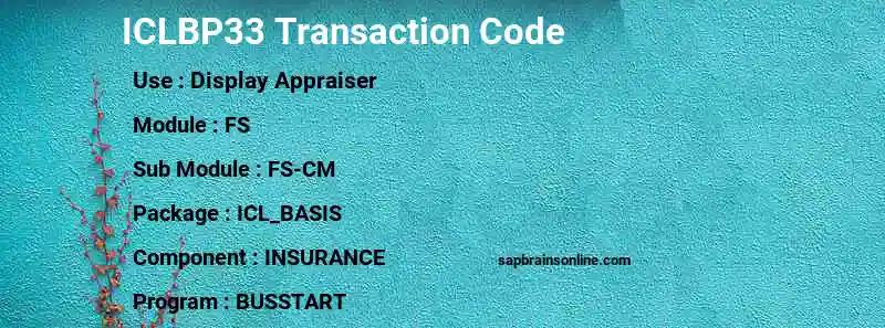 SAP ICLBP33 transaction code