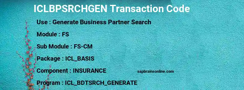 SAP ICLBPSRCHGEN transaction code