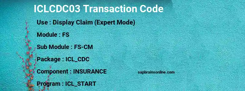 SAP ICLCDC03 transaction code