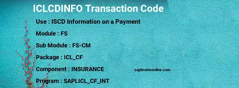 SAP ICLCDINFO transaction code