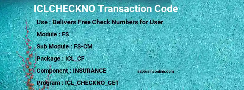 SAP ICLCHECKNO transaction code