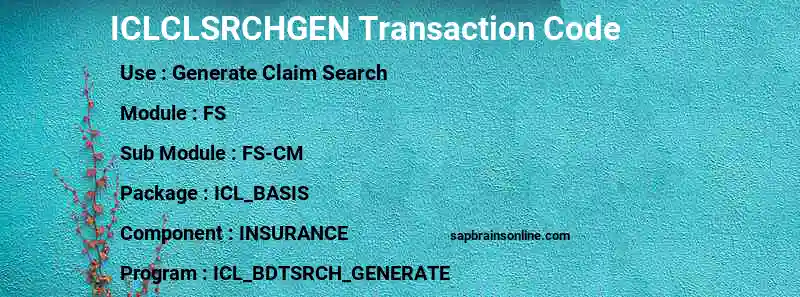 SAP ICLCLSRCHGEN transaction code