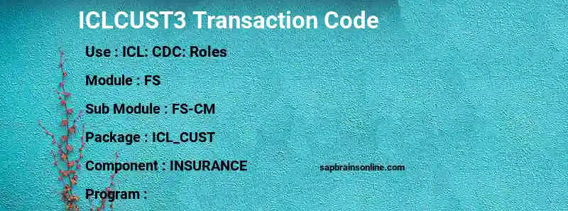 SAP ICLCUST3 transaction code