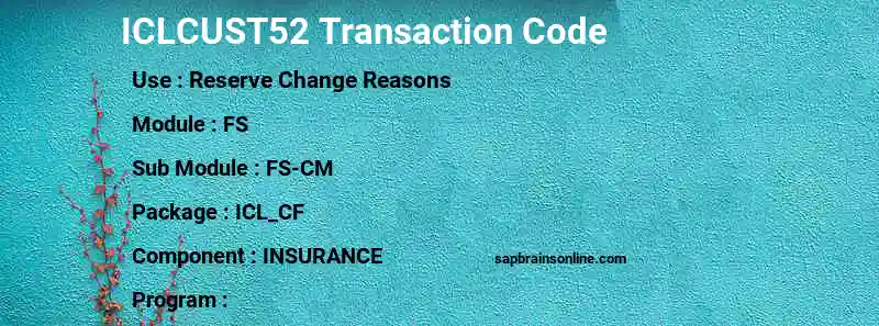 SAP ICLCUST52 transaction code