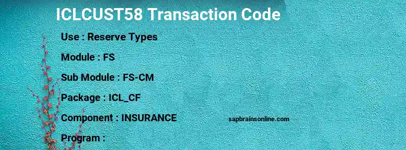 SAP ICLCUST58 transaction code