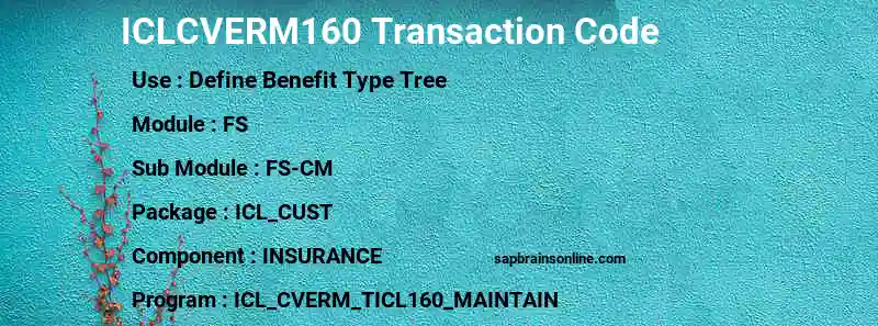 SAP ICLCVERM160 transaction code