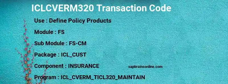 SAP ICLCVERM320 transaction code