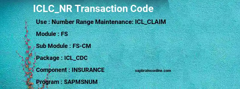 SAP ICLC_NR transaction code