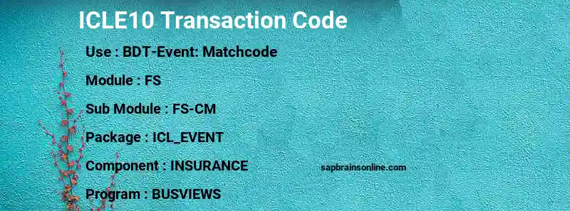 SAP ICLE10 transaction code