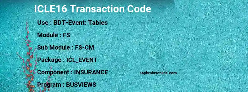 SAP ICLE16 transaction code