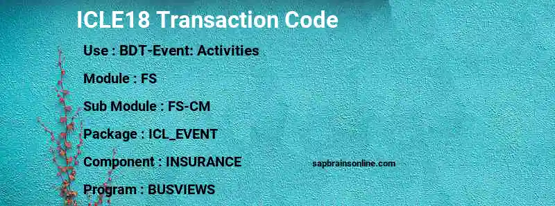 SAP ICLE18 transaction code