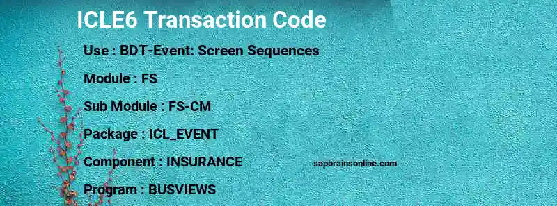 SAP ICLE6 transaction code