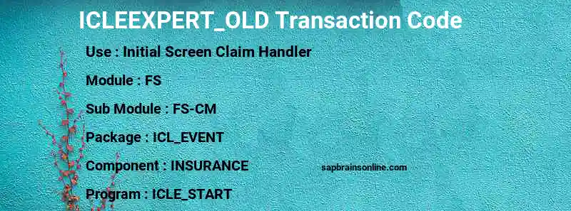 SAP ICLEEXPERT_OLD transaction code