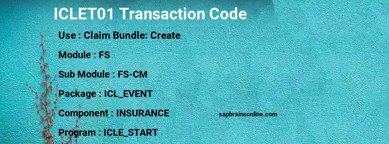 SAP ICLET01 transaction code