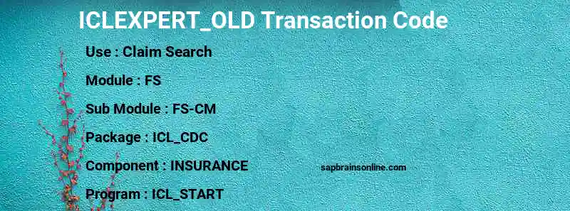 SAP ICLEXPERT_OLD transaction code