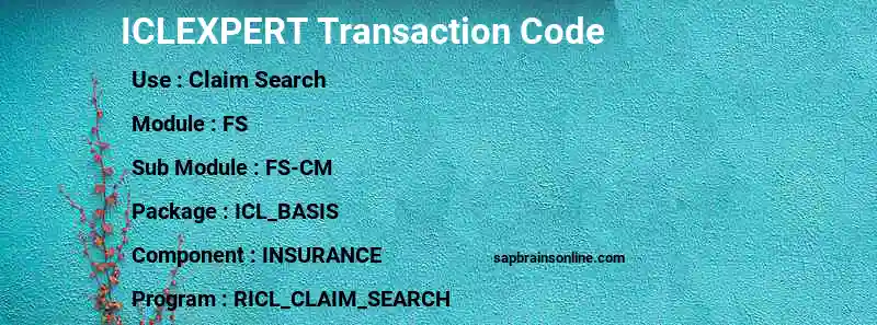 SAP ICLEXPERT transaction code