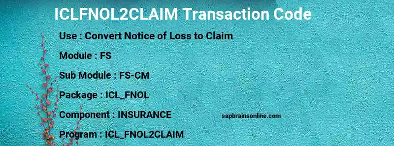 SAP ICLFNOL2CLAIM transaction code