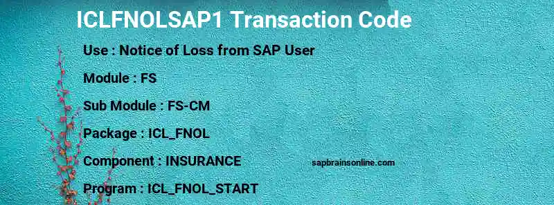 SAP ICLFNOLSAP1 transaction code