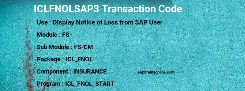 SAP ICLFNOLSAP3 transaction code